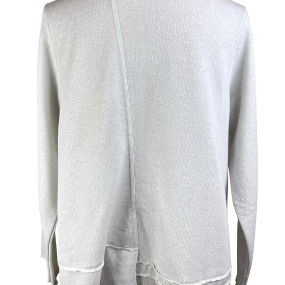Habitat Light Gray Terry Silver Sparkle Button Raw Edge Cardigan Sweater Top - Picture 9 of 12